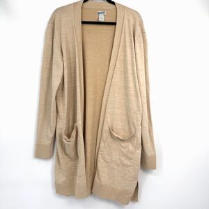 Duluth Womens M Shiftless Duster Cardigan Sweater Beige Pockets Cozy Minimalist